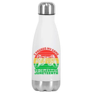 Paused My Game To Celebrate Juneteenth Video Gamer Gift Stainless Steel Insulated Water Bottle