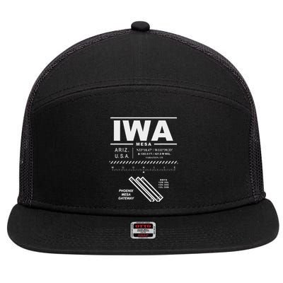 Phoenix Mesa Gateway Airport Arizona Iwa 7 Panel Mesh Trucker Snapback Hat