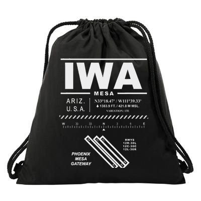 Phoenix Mesa Gateway Airport Arizona Iwa Drawstring Bag
