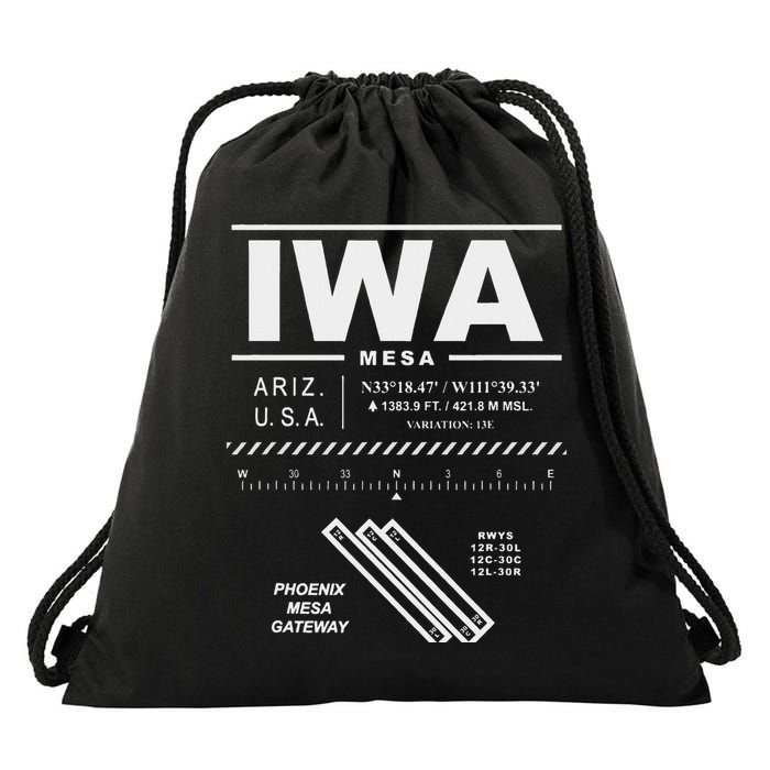 Phoenix Mesa Gateway Airport Arizona Iwa Drawstring Bag