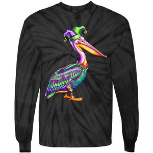 Pelican Mardi Gras Carnival Animal Lover Tie-Dye Long Sleeve Shirt