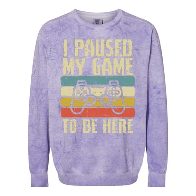 Paused My Game To Be Here Video Game Controller Colorblast Crewneck Sweatshirt