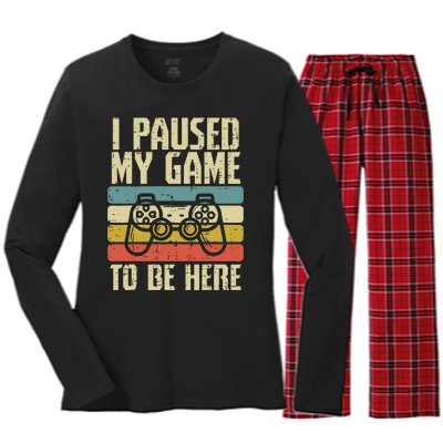 Paused My Game To Be Here Video Game Controller Women's Long Sleeve Flannel Pajama Set 