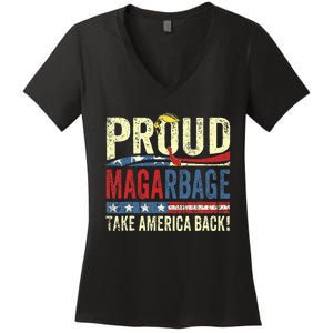 Proud Maga Garbage Proud To Be Garbage Trump Supporters Women's V-Neck T-Shirt