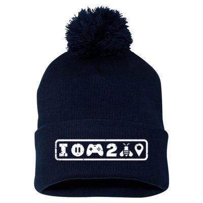 Paused My Game To Bee Here Cute Gamer Pom Pom 12in Knit Beanie