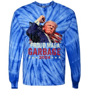 Proud Maga Garbage Trump Supporter Tie-Dye Long Sleeve Shirt