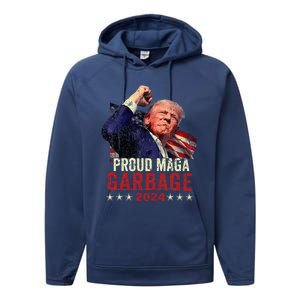 Proud Maga Garbage Trump Supporter Performance Fleece Hoodie