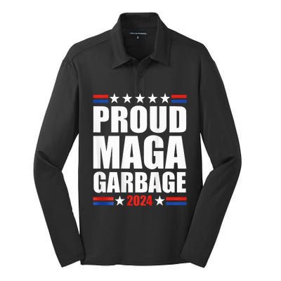 Proud Maga Garbage Trump Supporter Silk Touch Performance Long Sleeve Polo