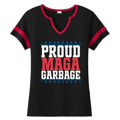 Proud Maga Garbage Trump Supporter Ladies Halftime Notch Neck Tee