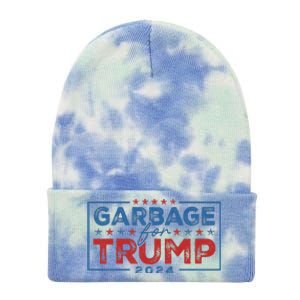 Proud Maga Garbage For Trump Supporter Gift Tie Dye 12in Knit Beanie