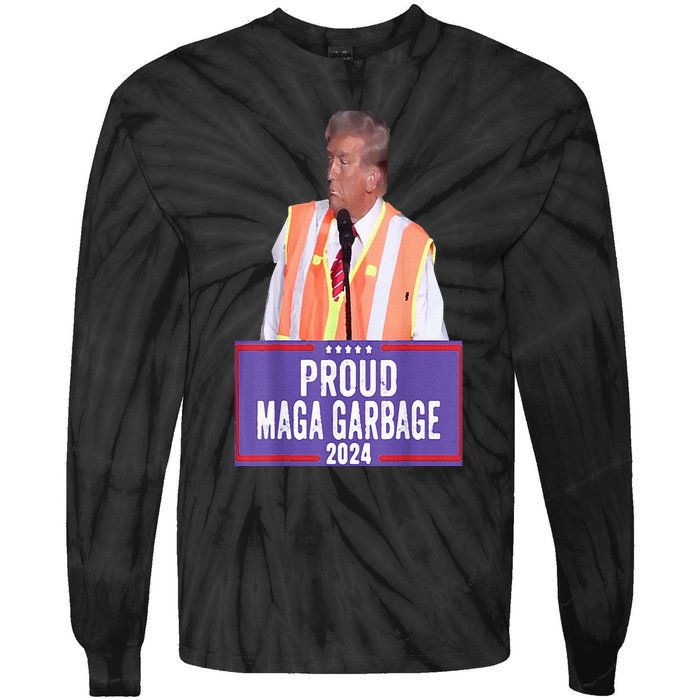 Proud Maga Garbage For Trump 2024 Trump Supporter Tie-Dye Long Sleeve Shirt