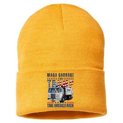 Proud Maga Garbage Trump Supporter Trump Garbage Truck Sustainable Knit Beanie