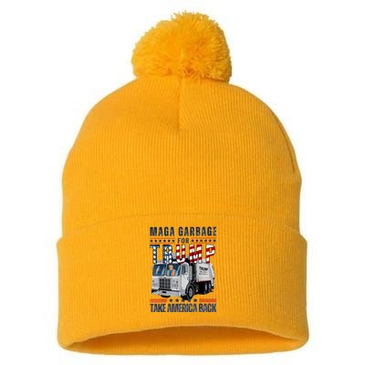 Proud Maga Garbage Trump Supporter Trump Garbage Truck Pom Pom 12in Knit Beanie