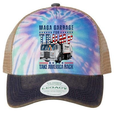 Proud Maga Garbage Trump Supporter Trump Garbage Truck Legacy Tie Dye Trucker Hat