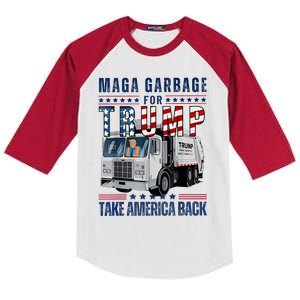 Proud Maga Garbage Trump Supporter Trump Garbage Truck Kids Colorblock Raglan Jersey