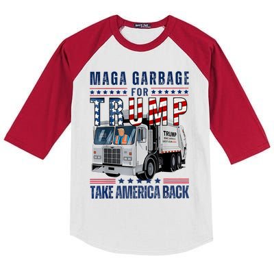 Proud Maga Garbage Trump Supporter Trump Garbage Truck Kids Colorblock Raglan Jersey