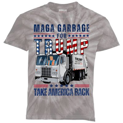 Proud Maga Garbage Trump Supporter Trump Garbage Truck Kids Tie-Dye T-Shirt