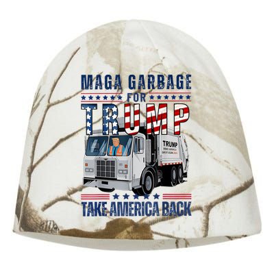 Proud Maga Garbage Trump Supporter Trump Garbage Truck Kati - Camo Knit Beanie