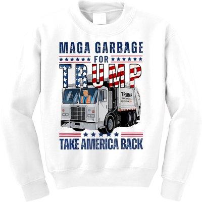 Proud Maga Garbage Trump Supporter Trump Garbage Truck Kids Sweatshirt