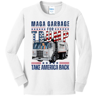 Proud Maga Garbage Trump Supporter Trump Garbage Truck Kids Long Sleeve Shirt