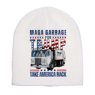 Proud Maga Garbage Trump Supporter Trump Garbage Truck Short Acrylic Beanie