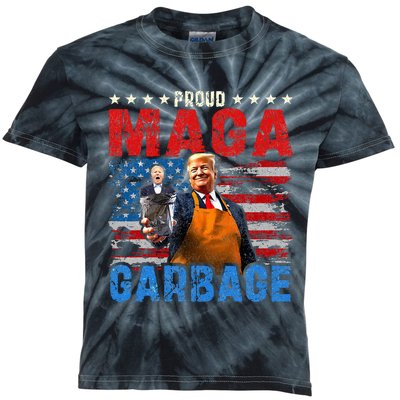 Proud Maga Garbage Trump Vance 2024 Supporter Kids Tie-Dye T-Shirt