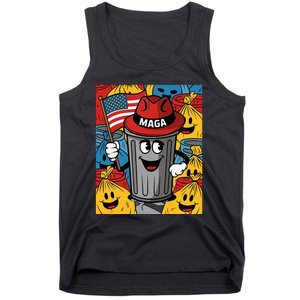 Proud Maga Garbage Trump Supporter Trash Can Cartoon Tank Top