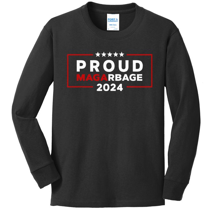 Proud Maga Garbage Trump Supporter Kids Long Sleeve Shirt