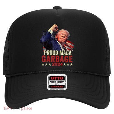 Proud Maga Garbage Trump Supporter High Crown Mesh Back Trucker Hat