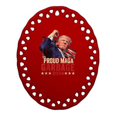 Proud Maga Garbage Trump Supporter Ceramic Oval Ornament