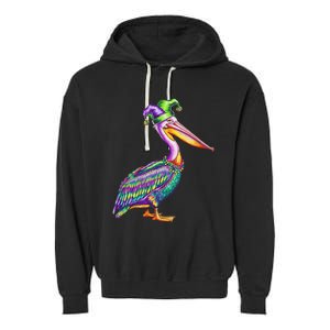 Pelican Mardi Gras Carnival Animal Lover Garment-Dyed Fleece Hoodie