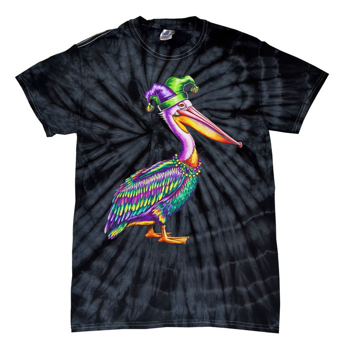 Pelican Mardi Gras Carnival Animal Lover Tie-Dye T-Shirt