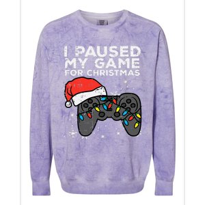 Paused My Game Christmas Gamer Xmas Colorblast Crewneck Sweatshirt