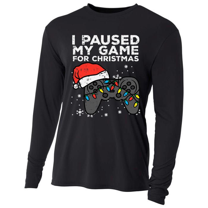 Paused My Game Christmas Gamer Xmas Cooling Performance Long Sleeve Crew