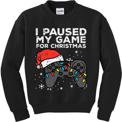 Paused My Game Christmas Gamer Xmas Kids Sweatshirt