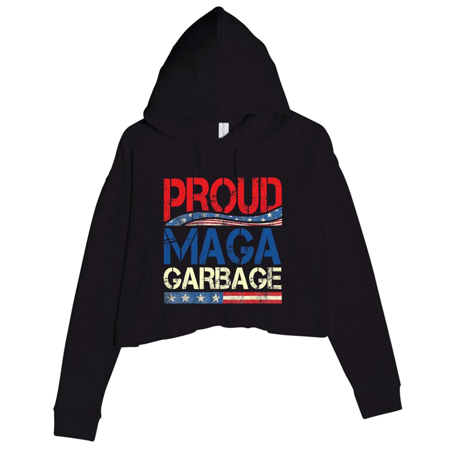 Proud Maga Garbage Trump Supporter Crop Fleece Hoodie