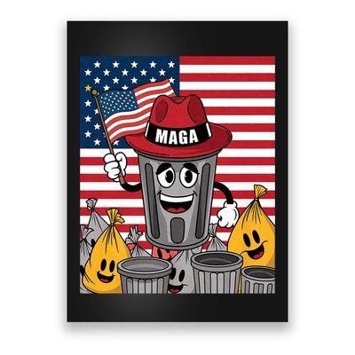 Proud Maga Garbage Trump Supporter Trash Can Cartoon Funny Poster