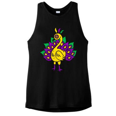 Peacock Mardi Gras Cute Carnival Parade Masquerade Party Gift Ladies PosiCharge Tri-Blend Wicking Tank