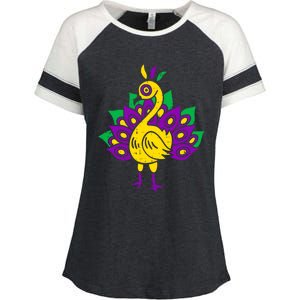 Peacock Mardi Gras Cute Carnival Parade Masquerade Party Meaningful Gift Enza Ladies Jersey Colorblock Tee