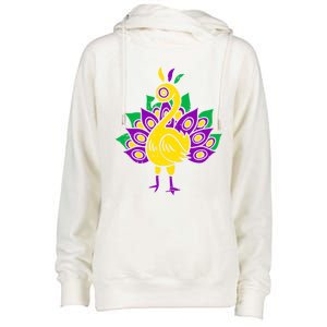 Peacock Mardi Gras Cute Carnival Parade Masquerade Party Meaningful Gift Womens Funnel Neck Pullover Hood