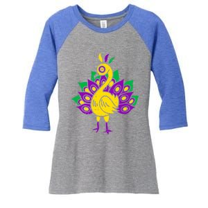 Peacock Mardi Gras Cute Carnival Parade Masquerade Party Meaningful Gift Women's Tri-Blend 3/4-Sleeve Raglan Shirt