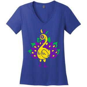 Peacock Mardi Gras Cute Carnival Parade Masquerade Party Meaningful Gift Women's V-Neck T-Shirt