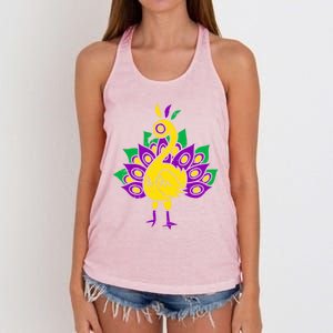 Peacock Mardi Gras Cute Carnival Parade Masquerade Party Meaningful Gift Women's Knotted Racerback Tank