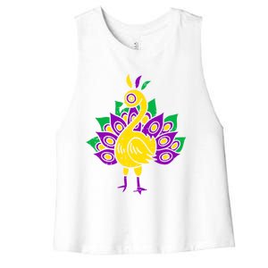 Peacock Mardi Gras Cute Carnival Parade Masquerade Party Meaningful Gift Women's Racerback Cropped Tank