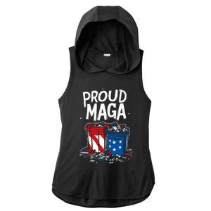 Proud Maga Garbage Patriotic Pro Trump Anti President Biden Ladies PosiCharge Tri-Blend Wicking Draft Hoodie Tank