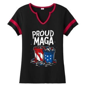 Proud Maga Garbage Patriotic Pro Trump Anti President Biden Ladies Halftime Notch Neck Tee