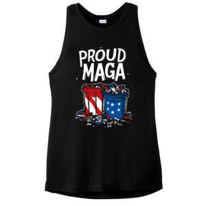 Proud Maga Garbage Patriotic Pro Trump Anti President Biden Ladies PosiCharge Tri-Blend Wicking Tank