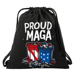 Proud Maga Garbage Patriotic Pro Trump Anti President Biden Drawstring Bag