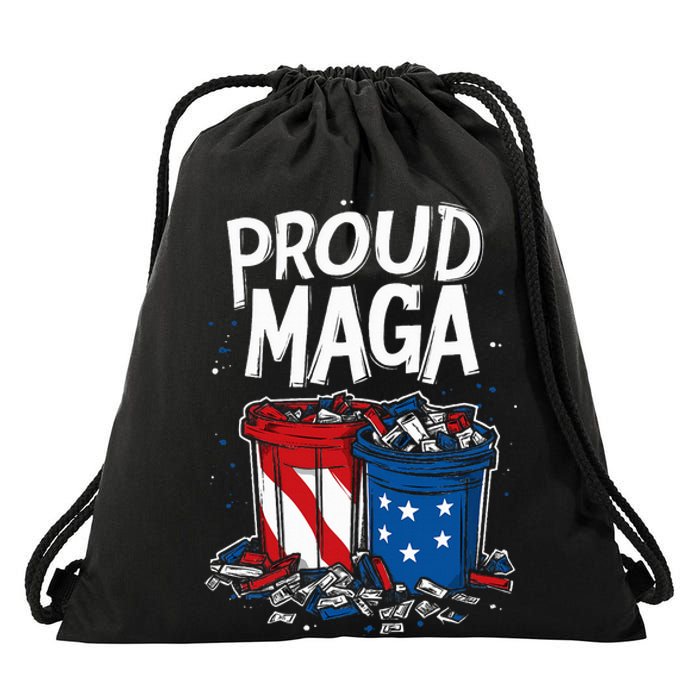 Proud Maga Garbage Patriotic Pro Trump Anti President Biden Drawstring Bag