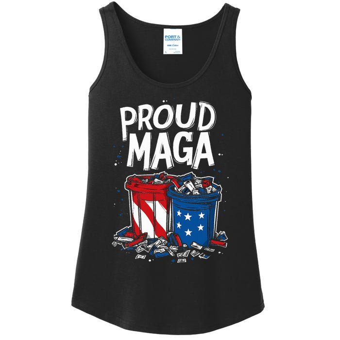 Proud Maga Garbage Patriotic Pro Trump Anti President Biden Ladies Essential Tank